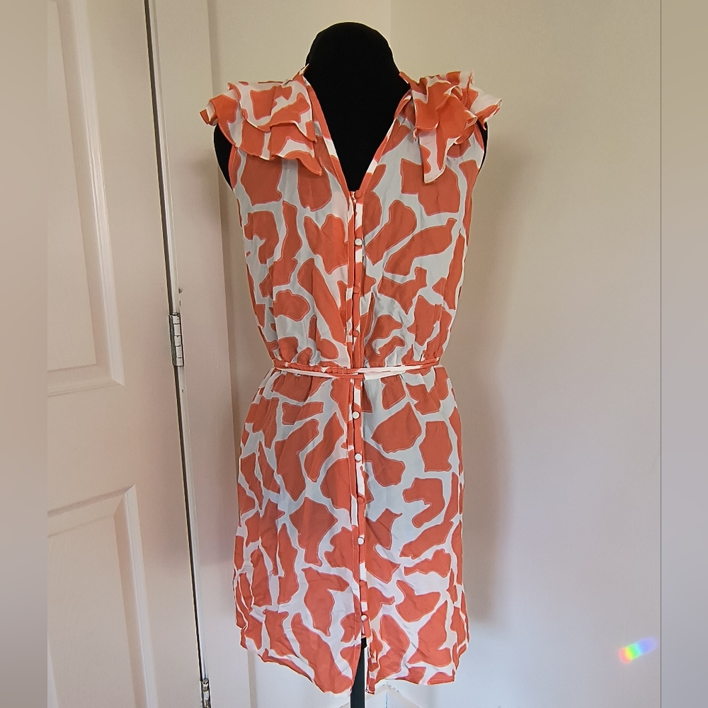 Ann Taylor Loft Silk giraffe print ruffle Dress